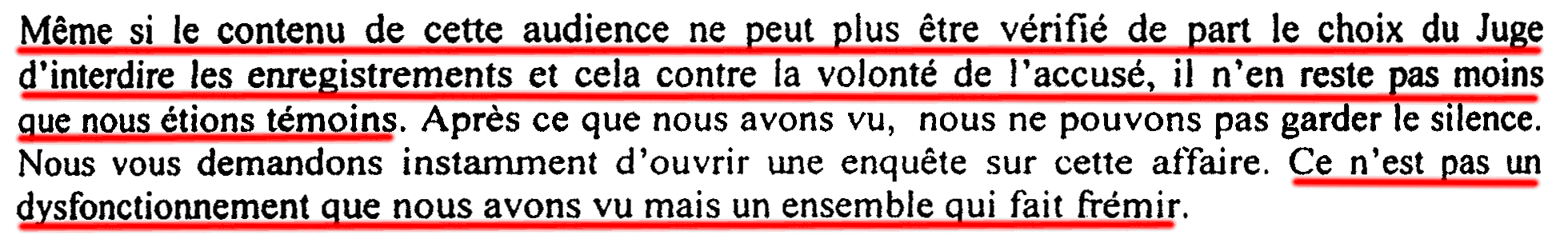 Réaction du public : nous sommes témoins