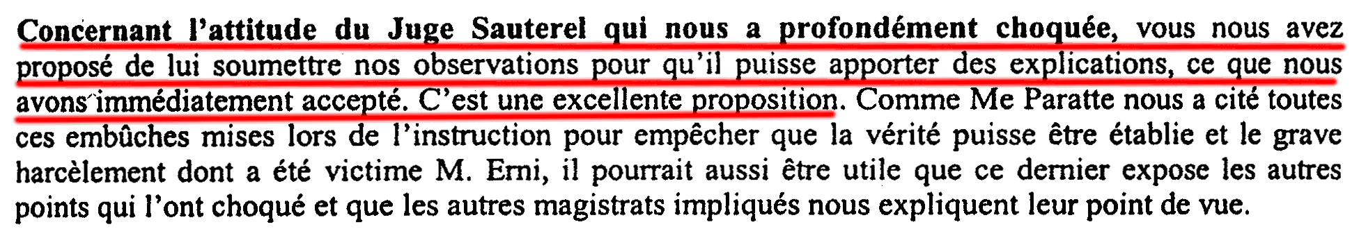 Rencontre prévue avec le Juge Sauterel